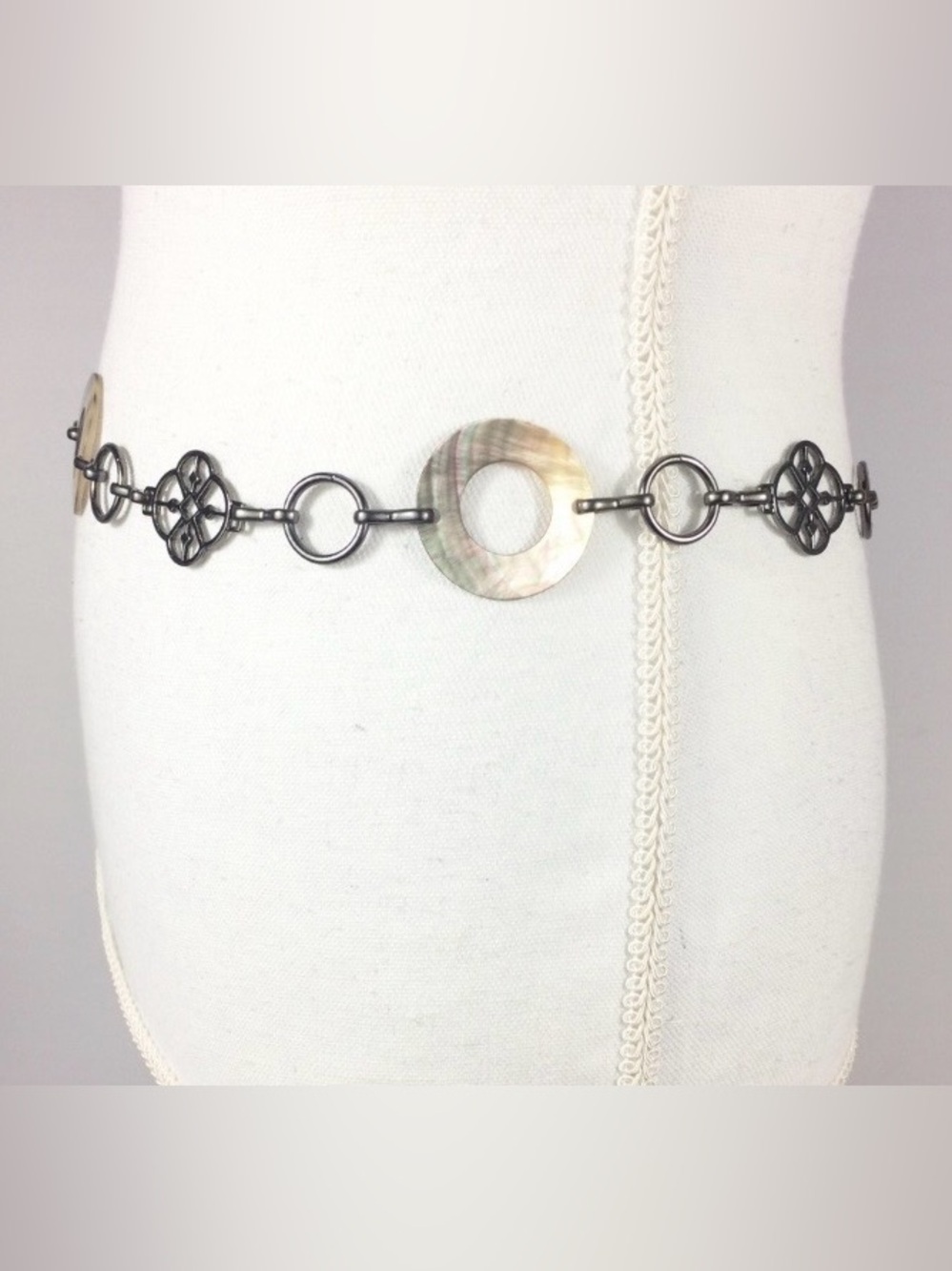 Shell Abalone Chain Link Adjustable Belt, O/S - Picture 3 of 6